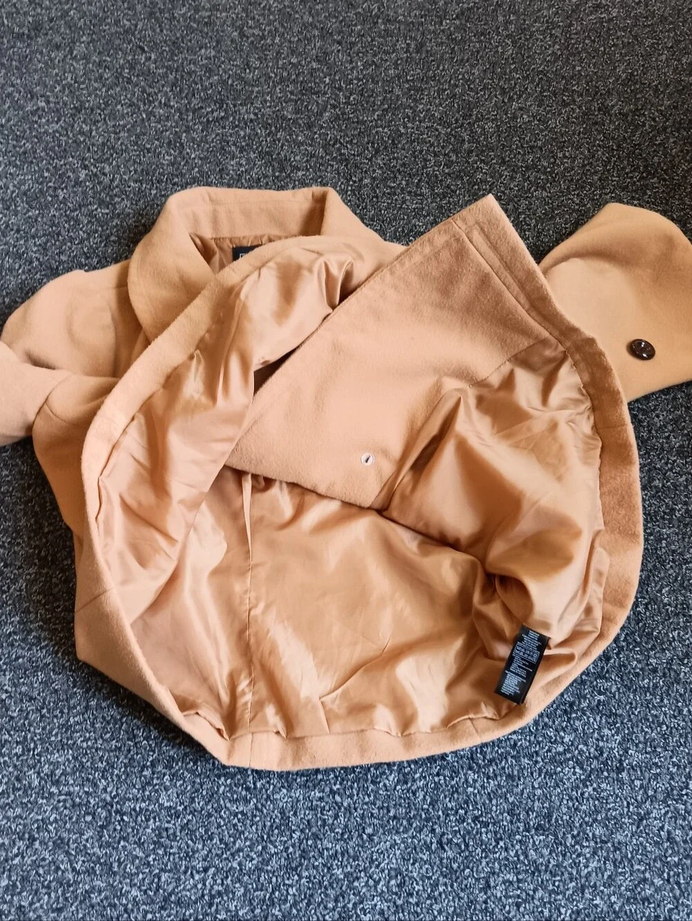 Forever 21 Tan Double-Breasted Peter Pan Collar Peacoat Womens Size Large